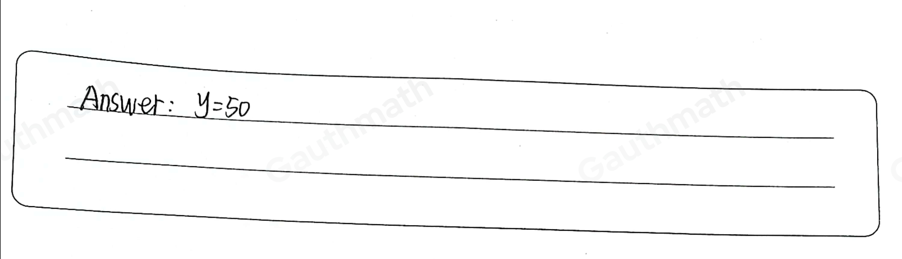 Two parallel lines are crossed by a transversal What is the value of y? y=30 y=50 y=110 y=130