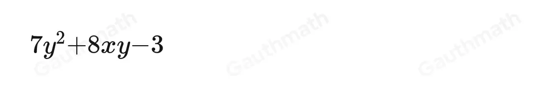 What is the difference of the two polynomials? 7y2+6xy--2xy+3 7y2+4xy-3 7y2+8xy-3 7y2+4xy+3 7y2+8xy+3