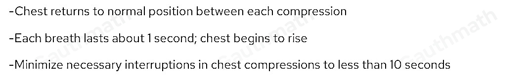 Question 3 of 10 Which of the following are components of high-quality CPR for children? Select 3 answers. Chest returns to normal position between each compression Compression rate is 150 to 300 per minute Each breath lasts about 1 second; chest begins to rise Minimize necessary interruptions in chest compressions to less than 10 seconds Compression depth is about 3 inches for children