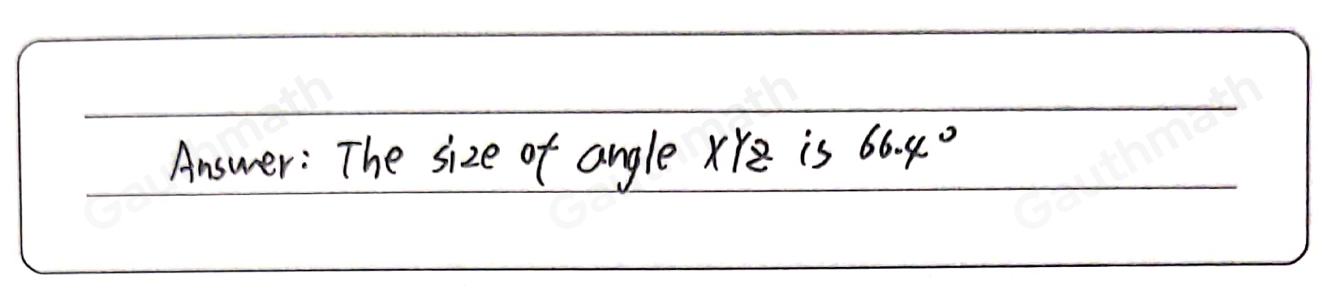 Find the size of angle XYZ. Give your answer to 1 decimal place. 6 cm