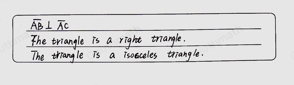 What is true about △ ABC Select three options overline ABbot overline AC The triangle is a right triangle. . l Th&triangle is an isosceles triangle.. B l The triangle is an equilateral triangle. overline BC ≤ ftrightarrow overline AC