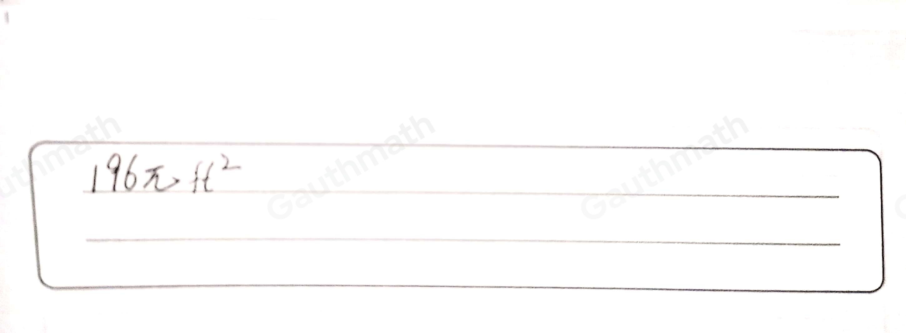 In circle v. r=14ft What is the area of circle V? 14 π r2 28 π fr2 49 π ft2 196 π ft2