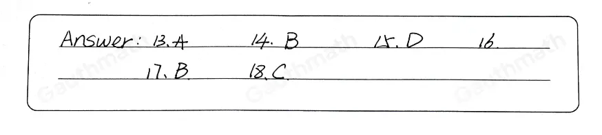 13. What function is defined to be the ratio of the opposite side to the hypotenuse? A. sine B. secant C. cosine D. tangent 14. What function is the reciprocal of cosine? A. sine B. secant C. cosine D. tangent 15. What function is the ratio of the opposite side to the adjacent side? A. sine B. secant C. cosine D. tangent 16. Which pair of functions are NOT reciprocal functions? A. sine & cosecant B. sine & cosine C. tangent & cotangent D. cosine & secant 17. What is the function of the reciprocal of cosecant? A. sine B. secant C. cosine D. cosecant 8. What is the value of cos 30 ° ? A. 1/2 B. frac square root of 22 C. frac square root of 32 D. 1