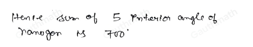 What is the sum of 5 of the interior angles of a regular nonagon?