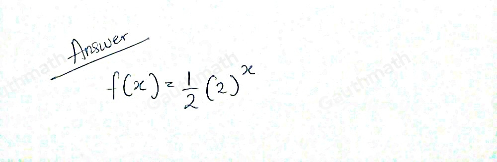 Which exponential function is represented by the graph? fx=2 1/2 x fx= 1/2 2x fx= 1/2 [ 1/2 ]x fx=22x