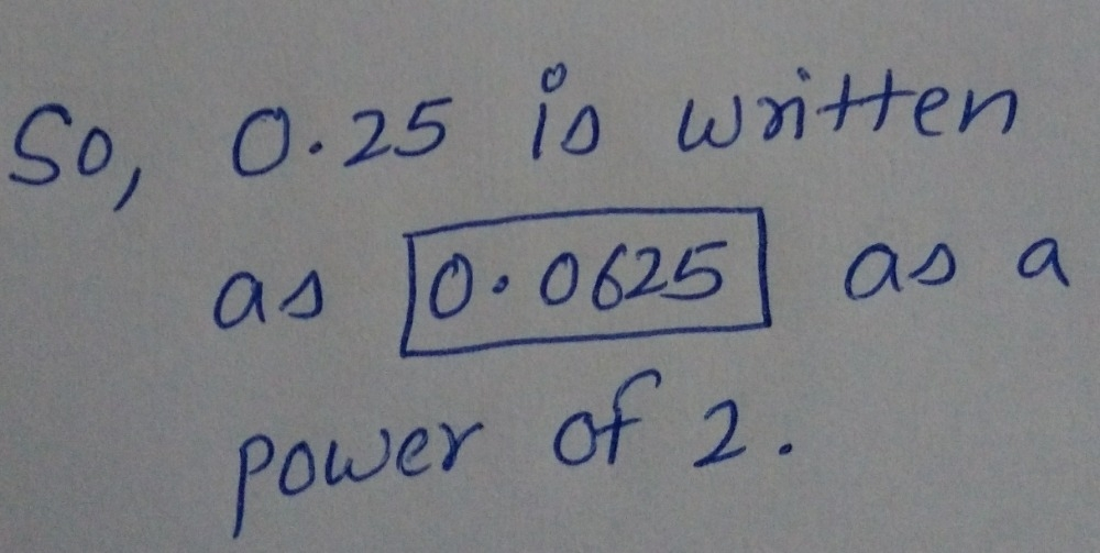 Write 0.25 as a power of 2.