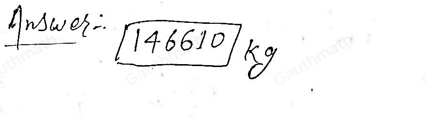 Calculate the mass in kg of 54.3m3 of granite. The density of granite is 2700 kg/m3 . Remember: density = mass / volume