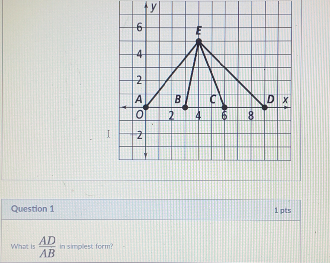 y Question 1 1 pts What is AD/AB in simplest form?