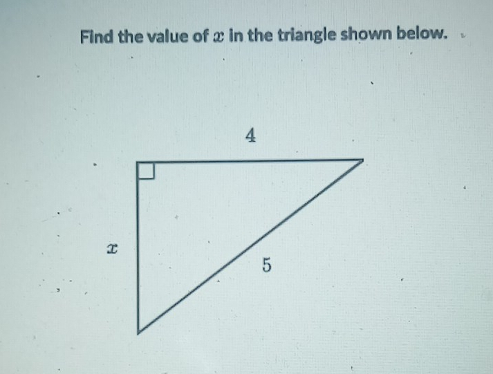 Find the value of x in the triangle shown below.