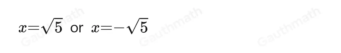 What are the solutions of the equation x4+95x2-500=0 ? Use factoring to solve x= ± square root of 5 and x= ± 10 x=4i square root of 5 and x= ± 10i x= ± square root of 5 and x= ± 10i x= ± i square root of 5 and x= ± 10