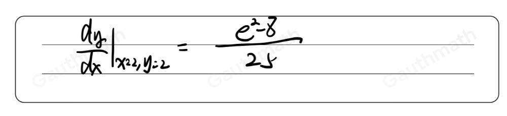 If ex-y=xy3+e2-18 , what is the value of dy/dx at the point 2,2